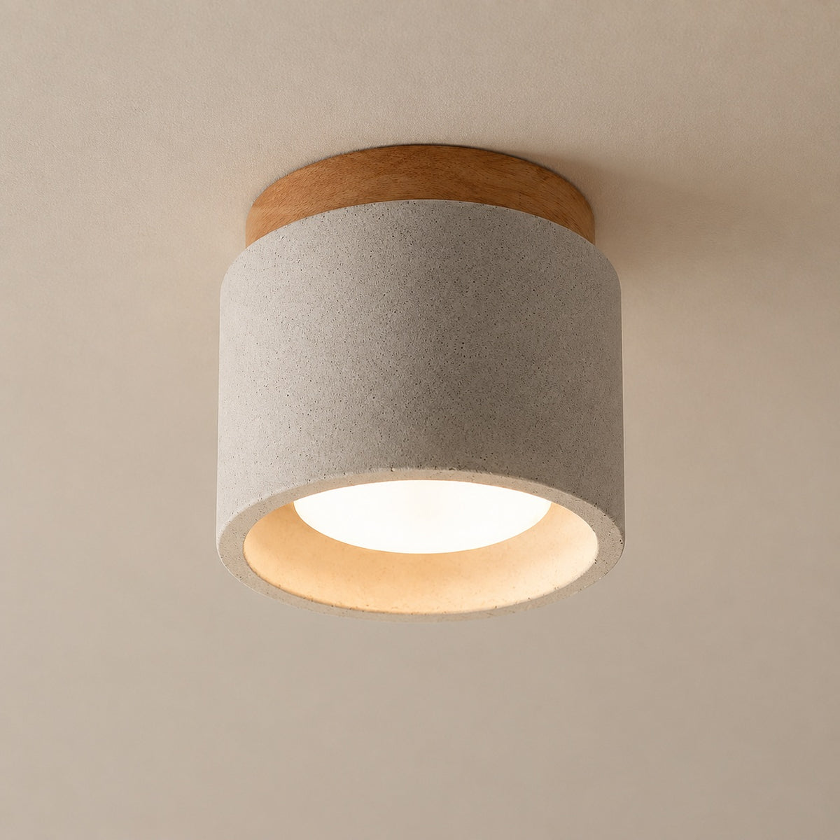 Modern Minimalist Flush Mount Ceiling Light Cement LED Adjustable Color Temperature 685 Lumens