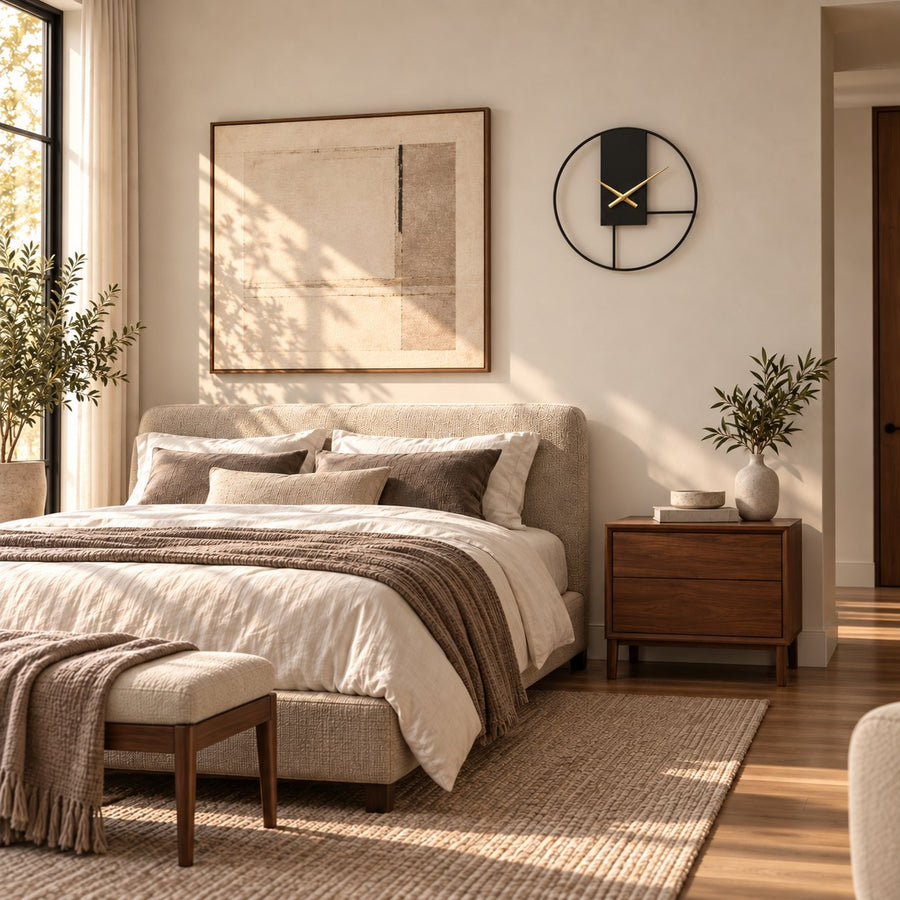 Modern Wall Clock with Open Circle Frame Metal Alloy Silent Quartz Movement for Home Decor in the bedroom