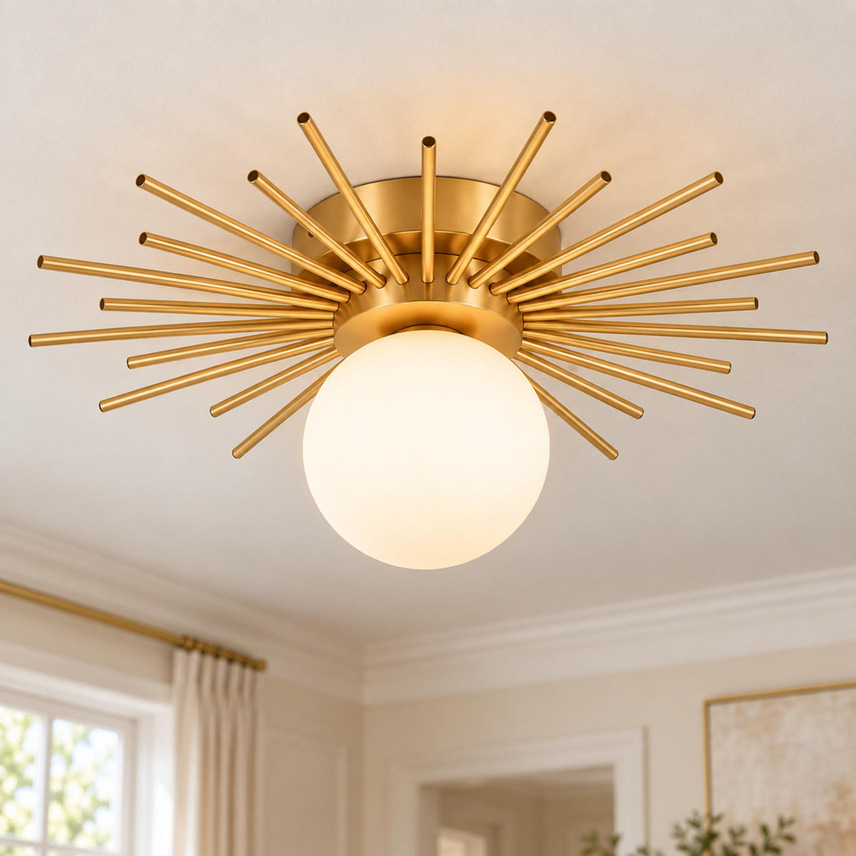 Modern Flush Mount Ceiling Light Fixture Metal Dimmable LED Lighting 12 Inch Diameter for Home Decor