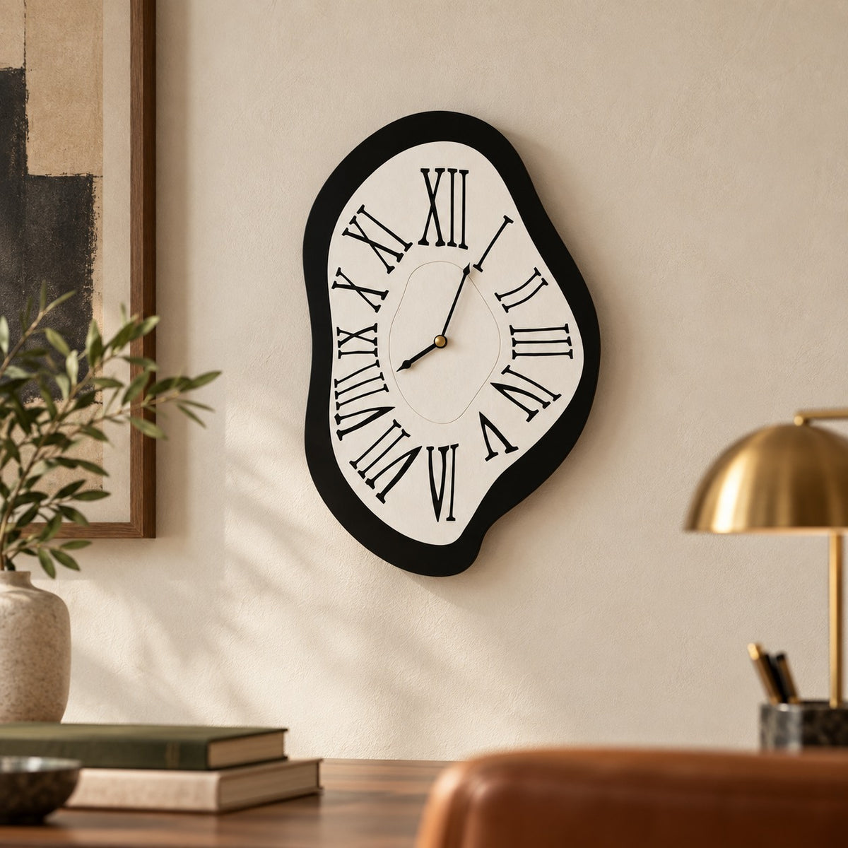 Modern Wall Clock Wall Mounted Acrylic Silent Quartz Movement Unique Surrealist Design 34x20cm 41x26cm