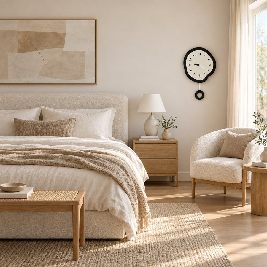Modern Large Wall Clock Abstract Design MDF Acrylic Silent Quartz Movement Decor in the bedroom