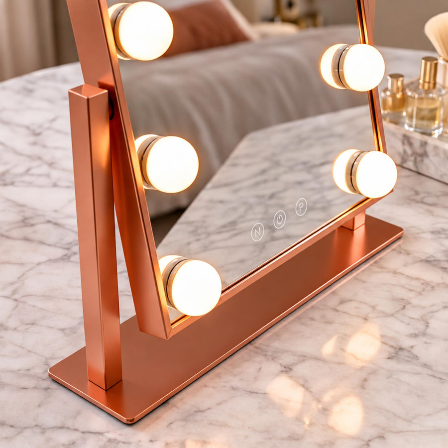 Modern Hollywood Vanity Mirror with Dimmable LED Bulbs 360° Rotating Touch Sensor in the vanity