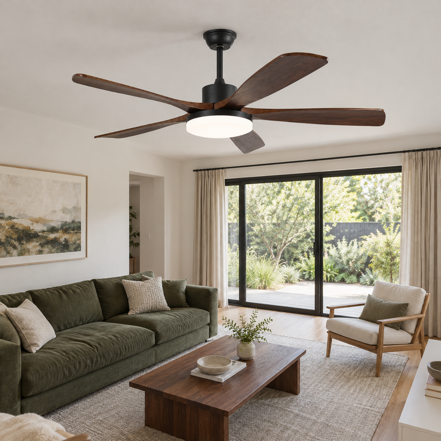 Modern Ceiling Fan Light Flush Mount Metal Acrylic Integrated LED 122cm 132cm in the living room