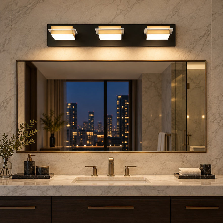 Modern Wall Sconce Lighting Wall Mounted Iron and Acrylic Frosted Diffuser 3-5 Heads in the evening