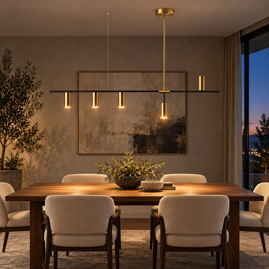 Modern Adjustable Ceiling Light Fixture Kitchen Pendant Lighting Metal Frame LED for Kitchen Island in the evening