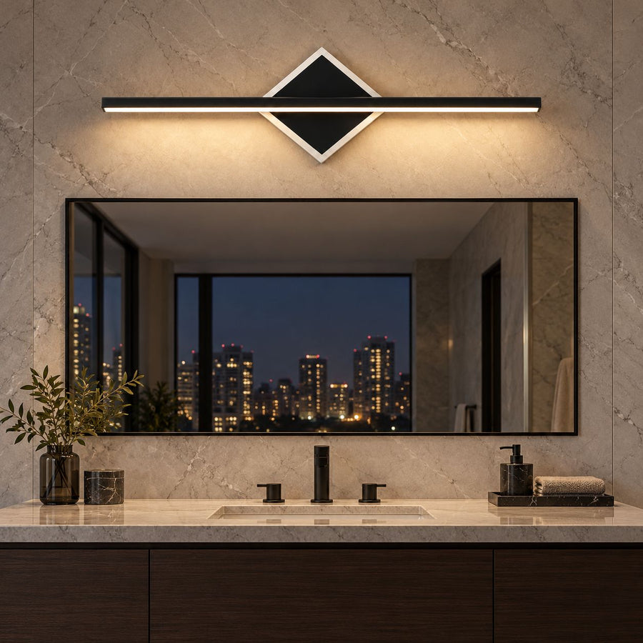 Modern Wall Light Wall Mounted Aluminum Frame Acrylic Base Focused Bathroom Vanity Sconce in the evening