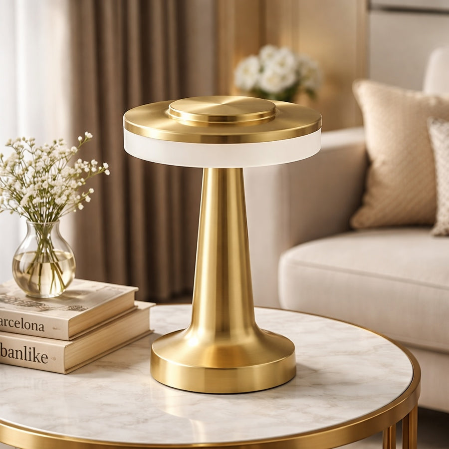 Contemporary Rechargeable Table Lamp Adjustable Aluminum Alloy LED Cordless with Stepless Dimming in the living room