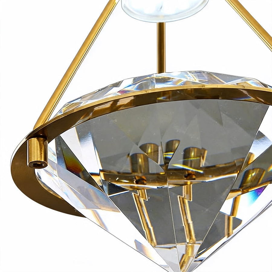Modern Crystal Pendant Light Adjustable Hanging Metal and Glass LED Fixture for Living Room in the detail
