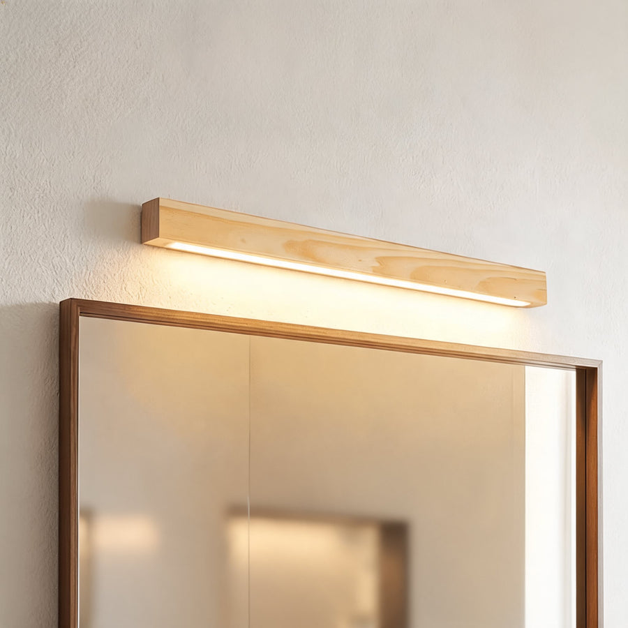 Modern Linear Wall Light Wood Flush Mount LED Fixture with Dimmable Functionality in the wood color