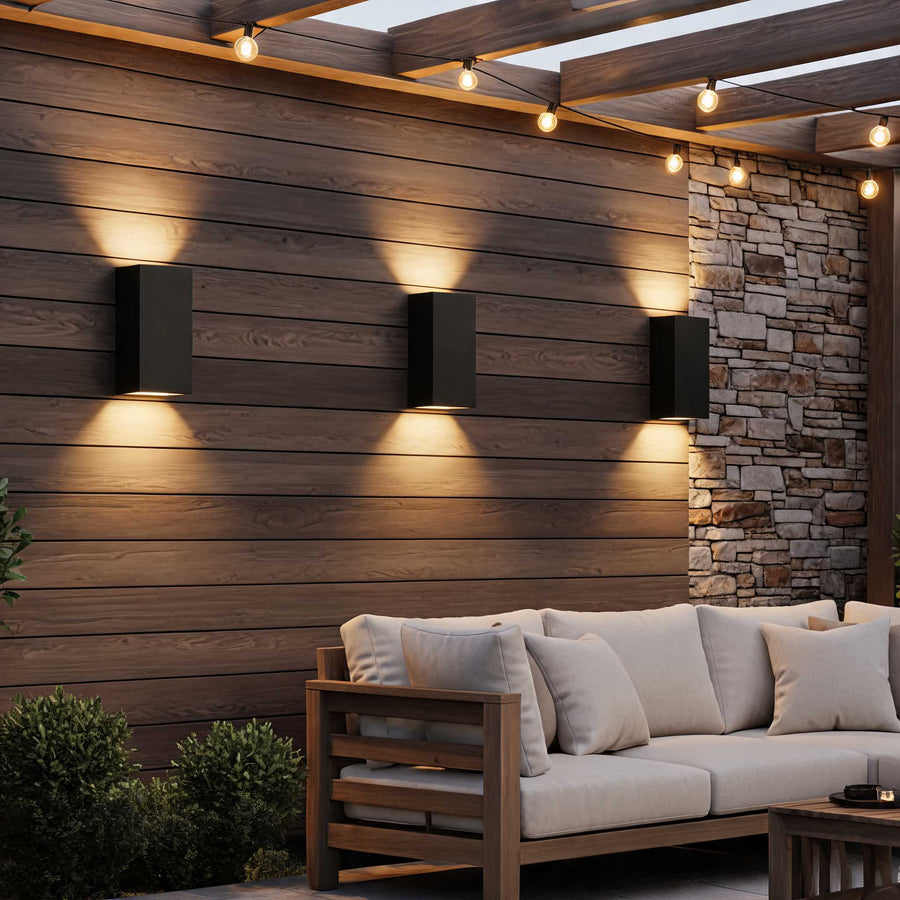 Minimalist Outdoor Wall Light Up Down Fixture Die-Cast Aluminum 3000K LED Waterproof in the pergola