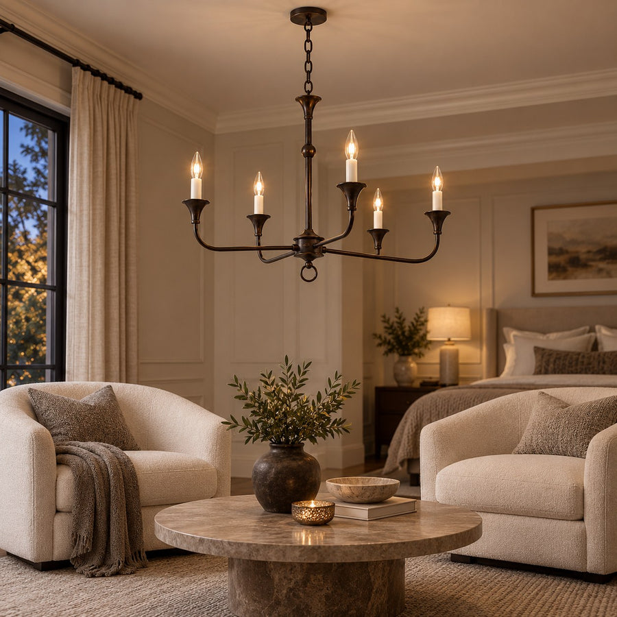 Modern Multi-Arm Black Chandelier Adjustable Ceiling Light Brass Candelabra 5-6 Bulb E14 in the living room