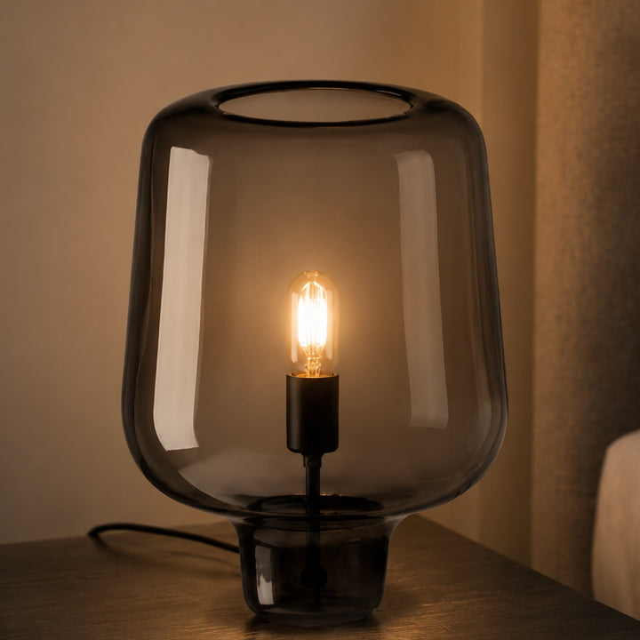 Contemporary Glass Table Lamp with Inline On/Off Switch LED Compatible for Living Room or Bedroom