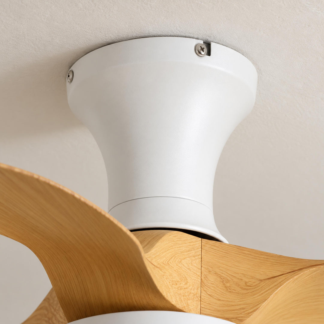 Modern Ceiling Fan Light Flush Mount Metal Frame ABS Blades Integrated LED Dimmable 6-Speed