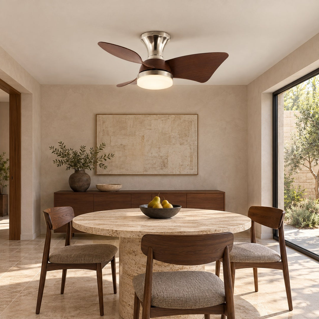 Modern Ceiling Fan Light Wall Mounted Metal Frame Adjustable LED 71cm