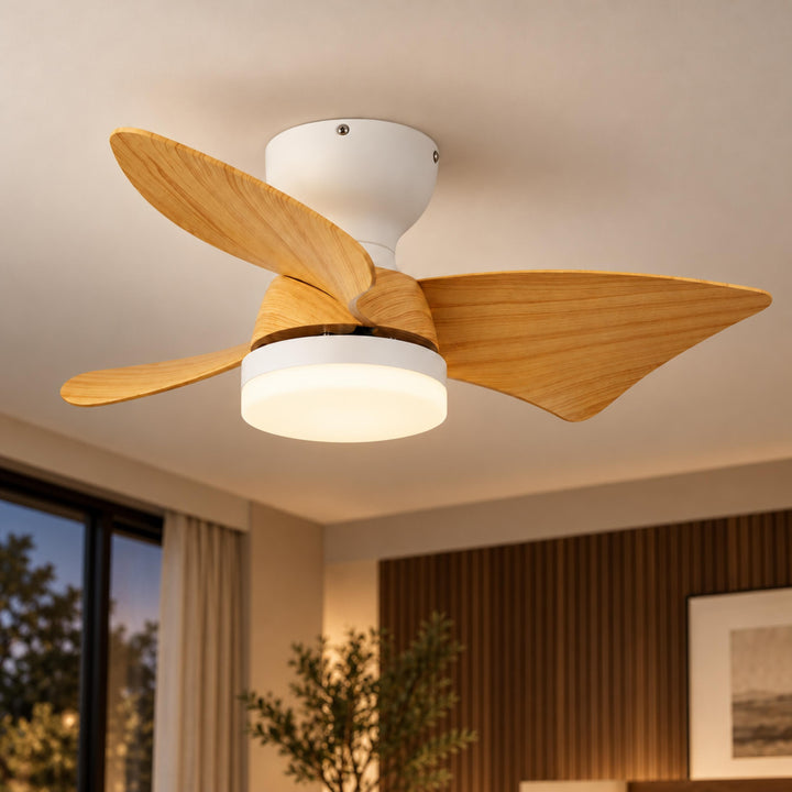 Modern Ceiling Fan Light Wall Mounted Metal Frame Adjustable LED 71cm