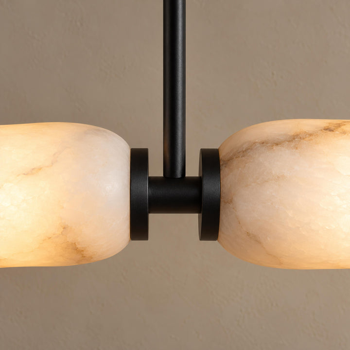 Modern Linear Chandelier Ceiling Mounted Alabaster Glass LED Lighting Fixture for Indoor Use