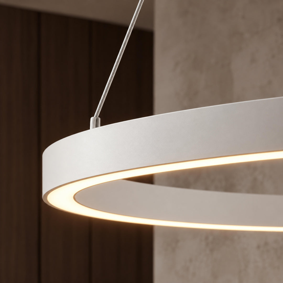 Modern LED Chandelier Light Hanging Aluminum Adjustable Dimmable Acrylic Diffuser Three Sizes