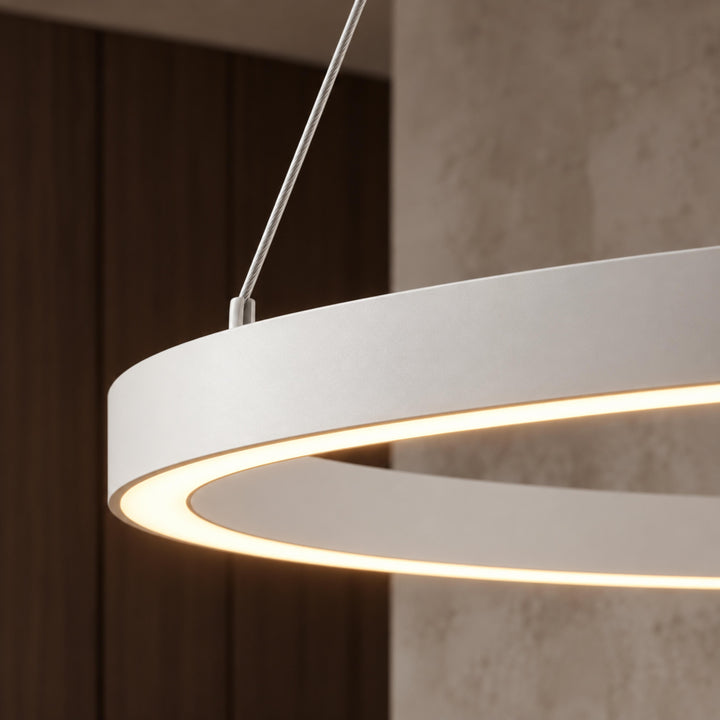 Modern LED Chandelier Light Hanging Aluminum Adjustable Dimmable Acrylic Diffuser Three Sizes
