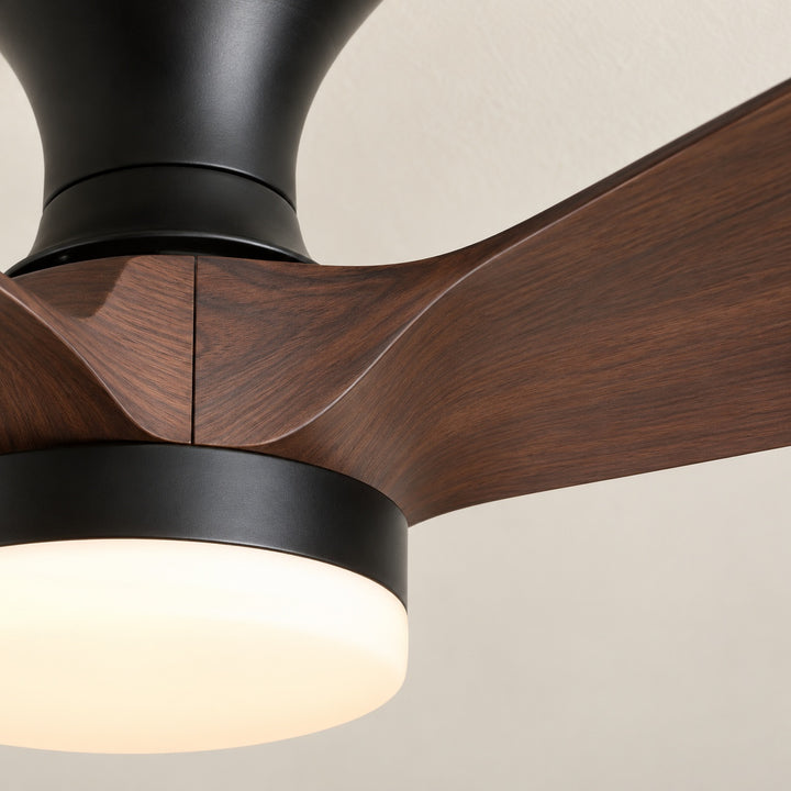 Modern Ceiling Fan Light Flush Mount Metal Frame ABS Blades Integrated LED Dimmable 6-Speed