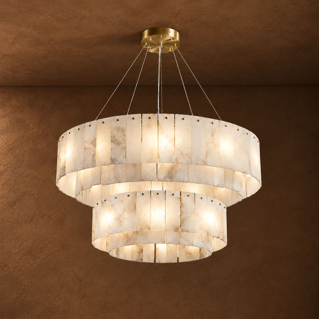 Modern Chandelier Ceiling Light Alabaster Stone Fixture Dimmable Indoor Decorative Lighting