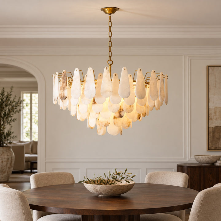 Modern Chandelier Ceiling Light Hanging Metal Frame Adjustable for Dining Room Illumination