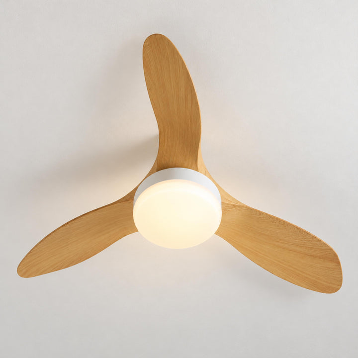 Modern Ceiling Fan Light Flush Mount Metal Frame ABS Blades Integrated LED Dimmable 6-Speed