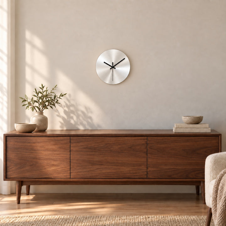 Modern Minimalist Wall Clock Ultra-Slim Stainless Steel Silent Quartz Design for Home Decor