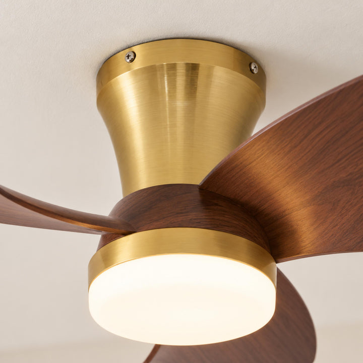 Modern Ceiling Fan with Lights Flush Mount Metal Frame ABS Blades Integrated LED 6-Speed Control