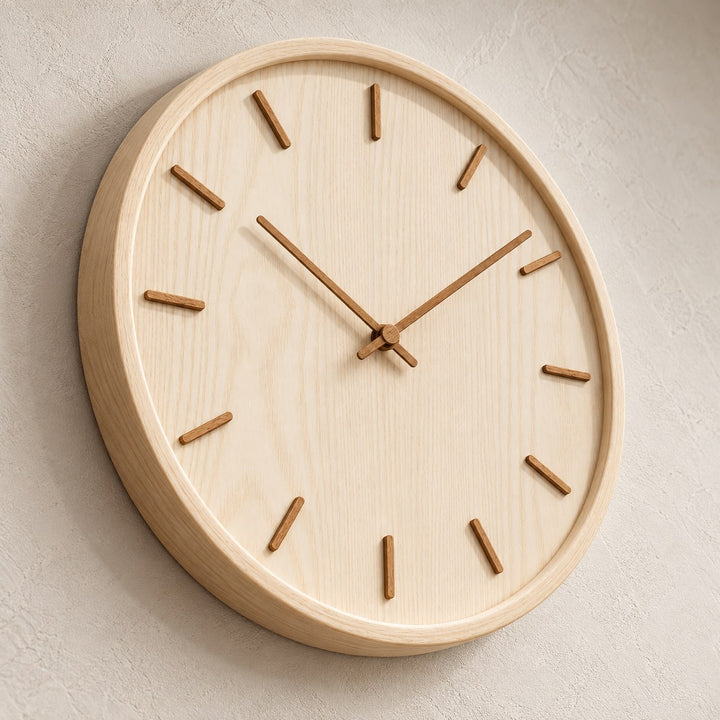 Modern Wall Clock Solid Wood Silent Sweep Design for Home Office Wall Clock Decor