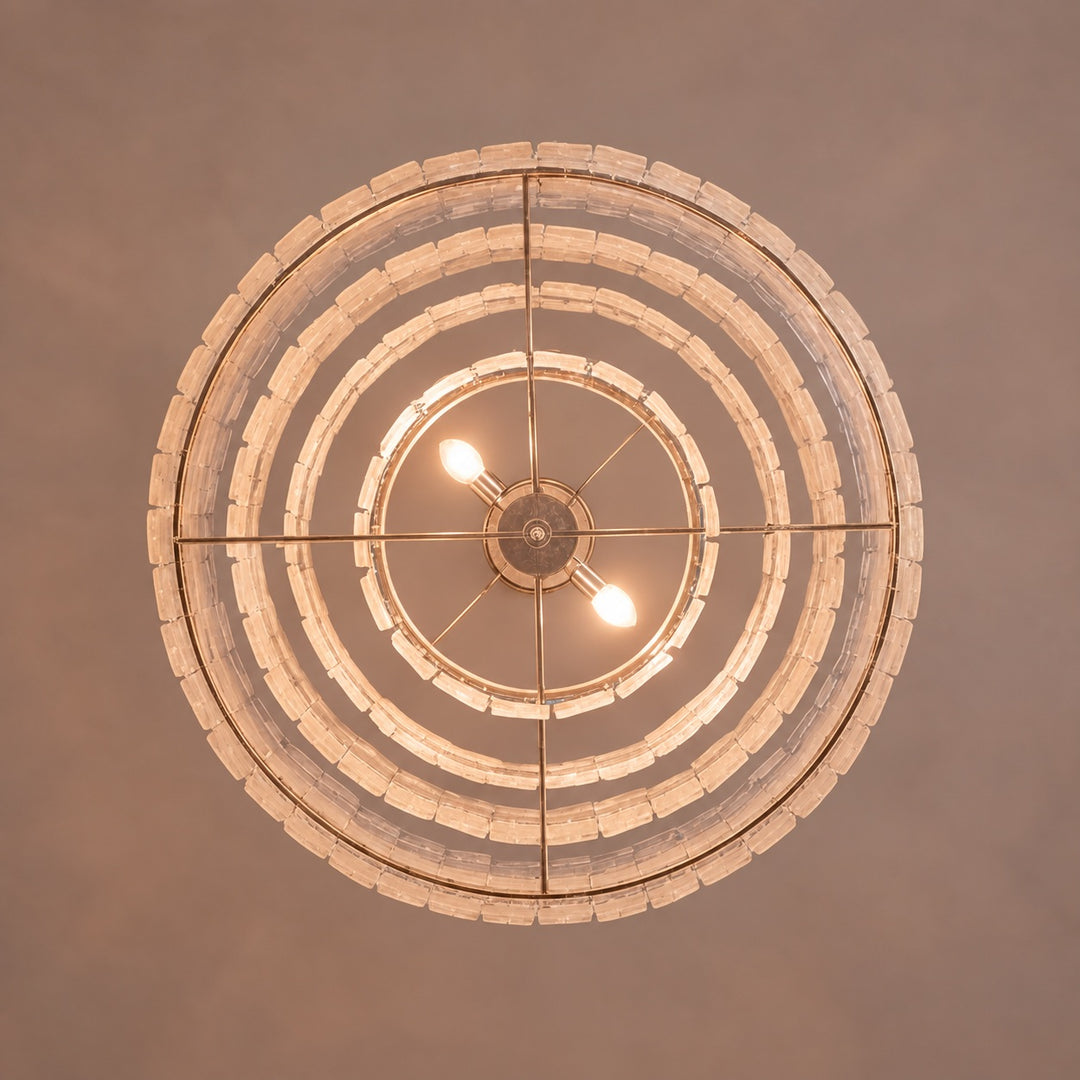 Modern Chandelier Light Ceiling Mounted Natural Shell Adjustable Height for Dining Room