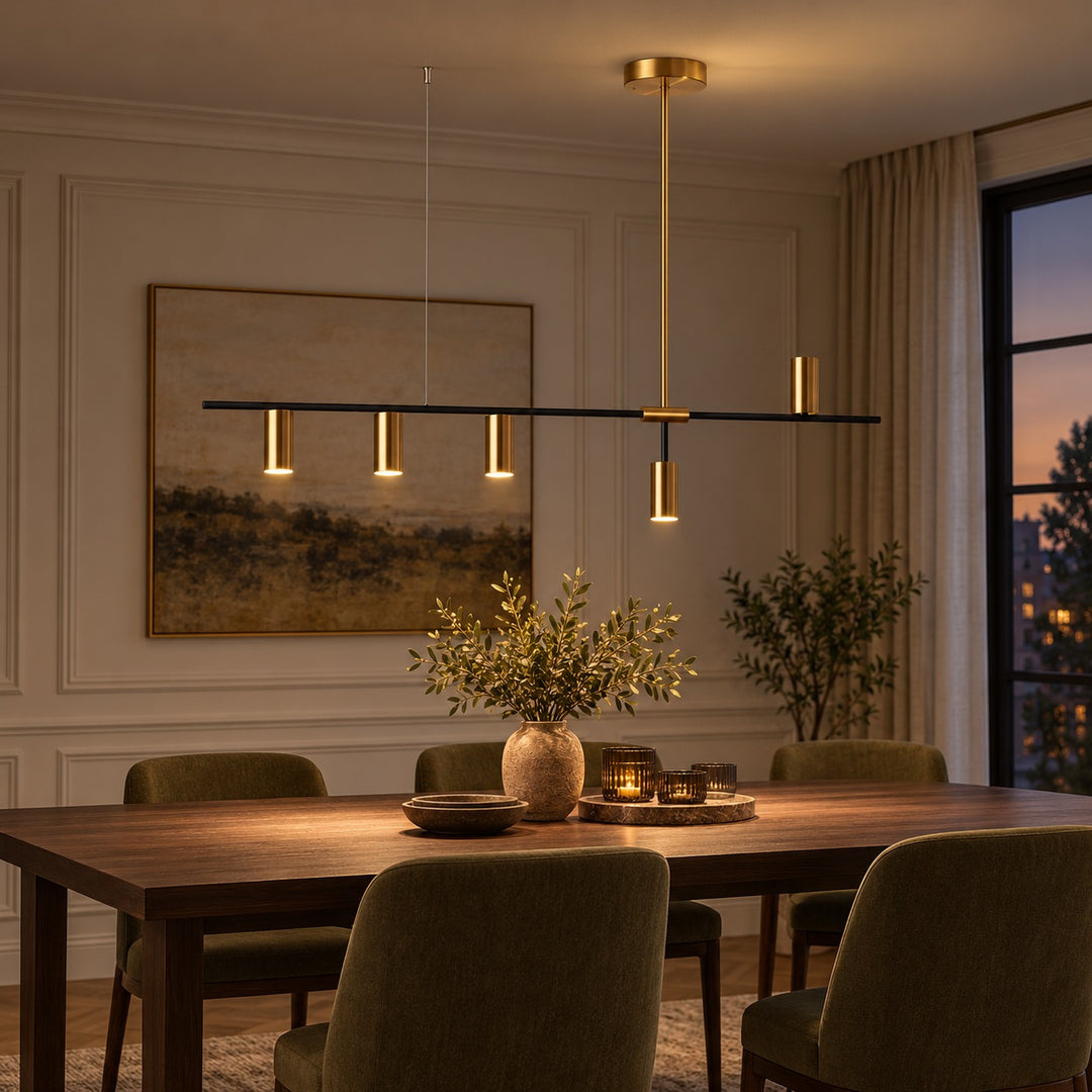 Modern Adjustable Ceiling Light Fixture Kitchen Pendant Lighting Metal Frame LED for Kitchen Island