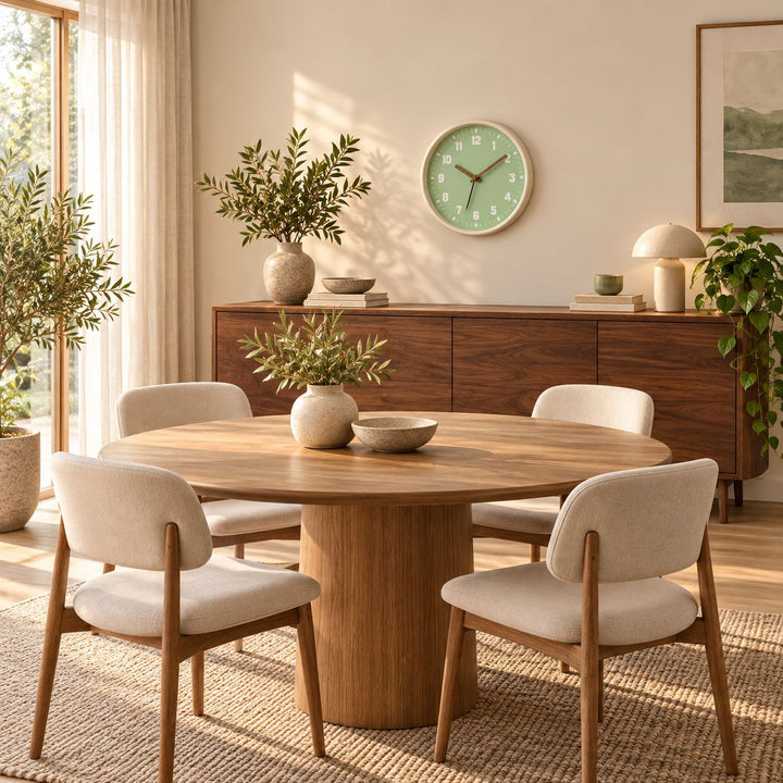 Modern Wall Clock Bamboo Wood Circular Design Noiseless Quartz Movement 30cm Home Decor