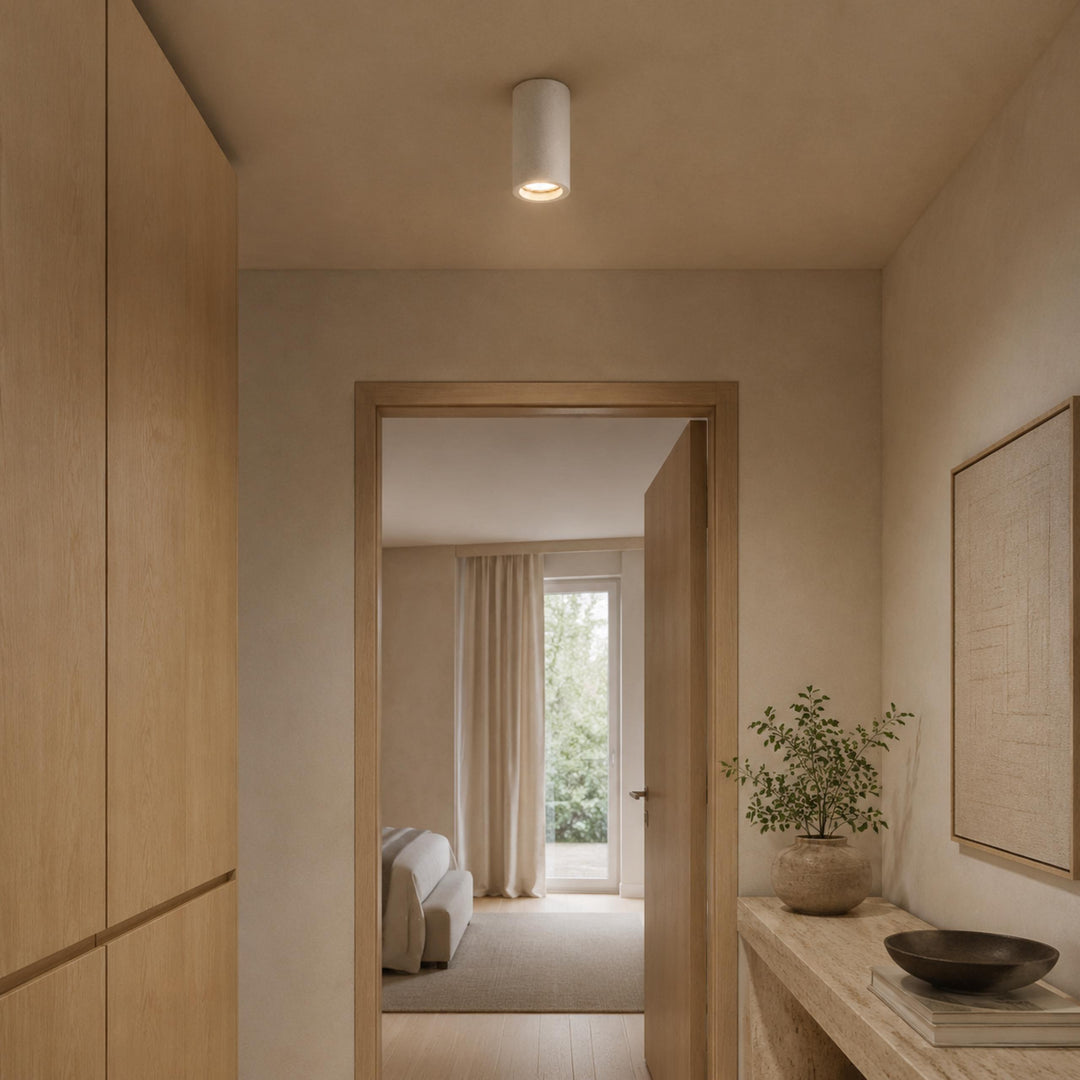 Modern Flush Mount Ceiling Light Concrete LED Fixture Adjustable Ambient Lighting