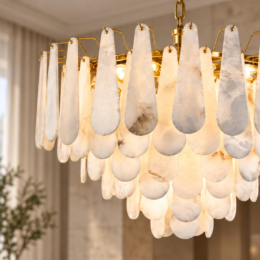 Modern Chandelier Ceiling Light Hanging Metal Frame Adjustable for Dining Room Illumination