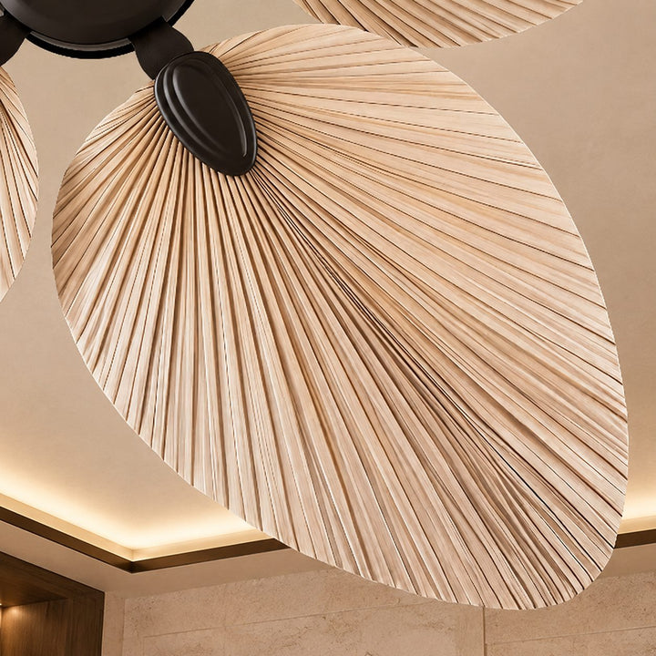 Modern Ceiling Fan with Palm Leaf Blades Iron Frame Remote Control Quiet Motor 110V 240V