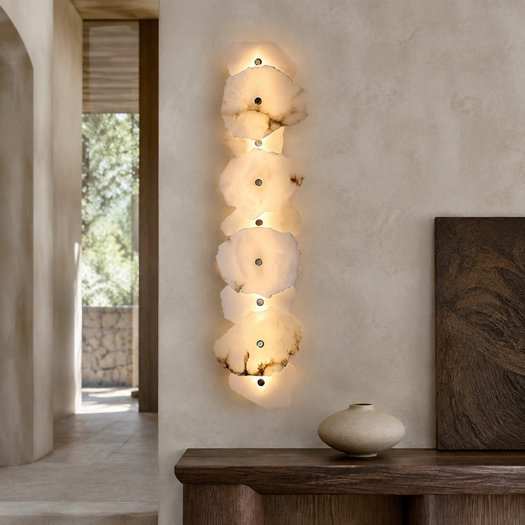 Modern Wall Sconce Lighting Adjustable LED Alabaster Shade with Metal Base for Home Decor