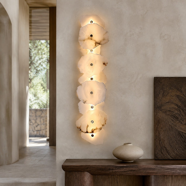 Modern Wall Sconce Lighting Adjustable LED Alabaster Shade with Metal Base for Home Decor
