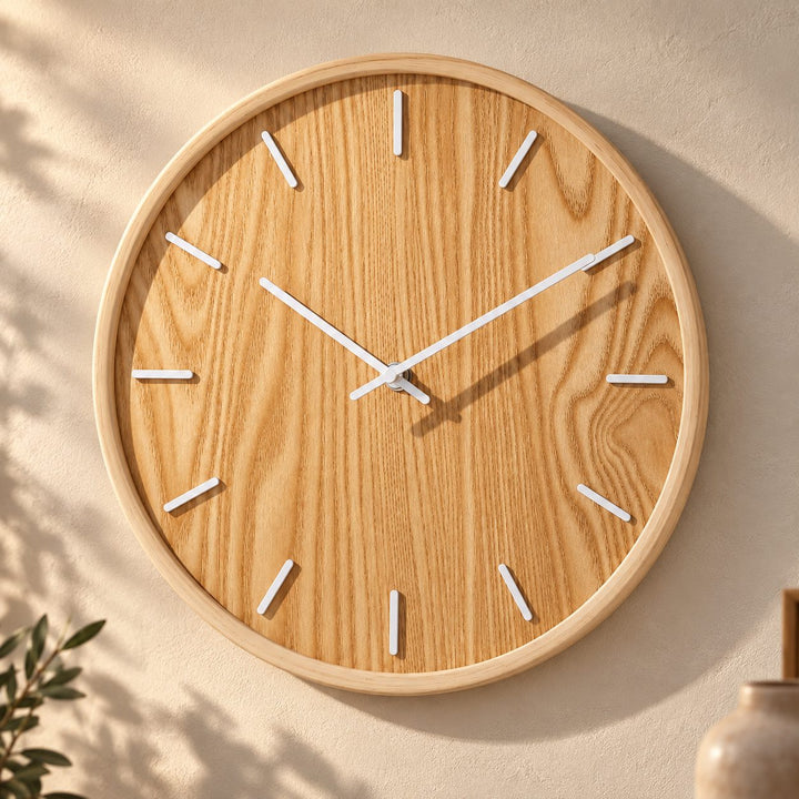 Modern Wall Clock Solid Wood Silent Sweep Design for Home Office Wall Clock Decor