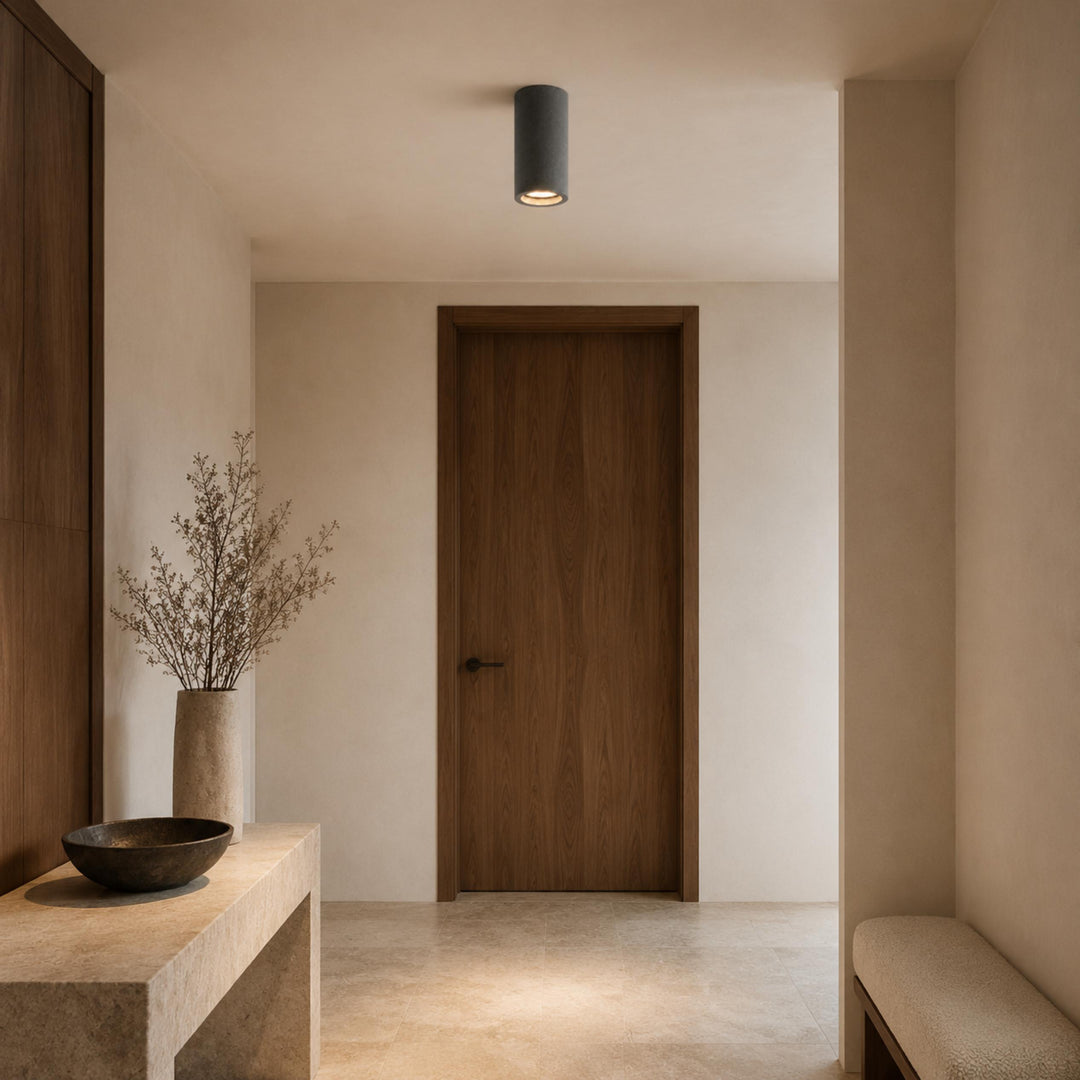 Modern Flush Mount Ceiling Light Concrete LED Fixture Adjustable Ambient Lighting