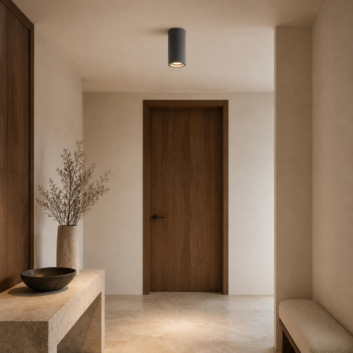 Modern Flush Mount Ceiling Light Concrete LED Fixture Adjustable Ambient Lighting