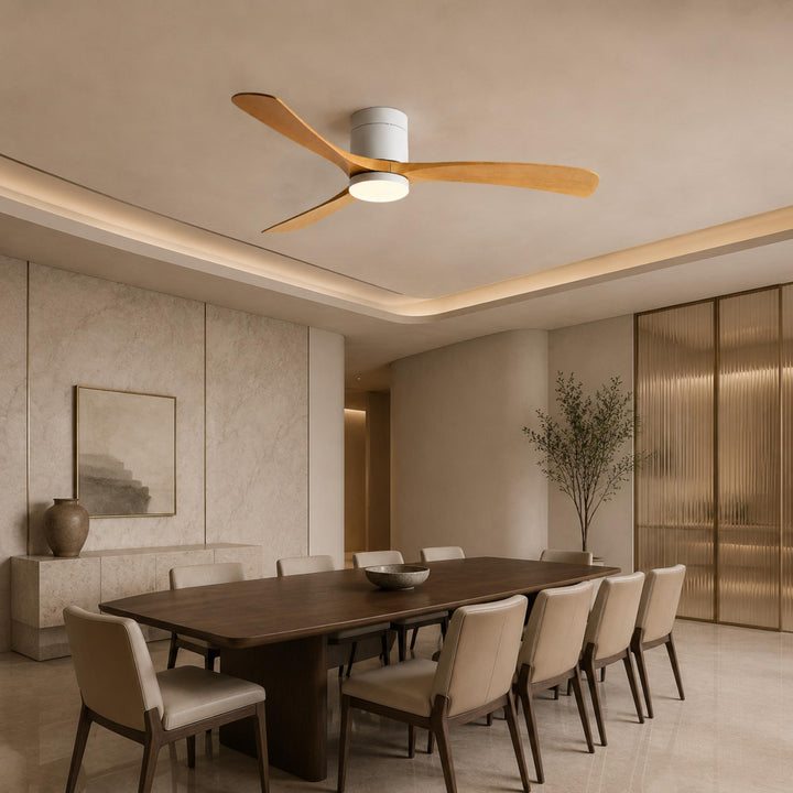 Modern Flush Mount Ceiling Fan with Lights LED Dimmable 2400 Lumens Quiet DC Motor
