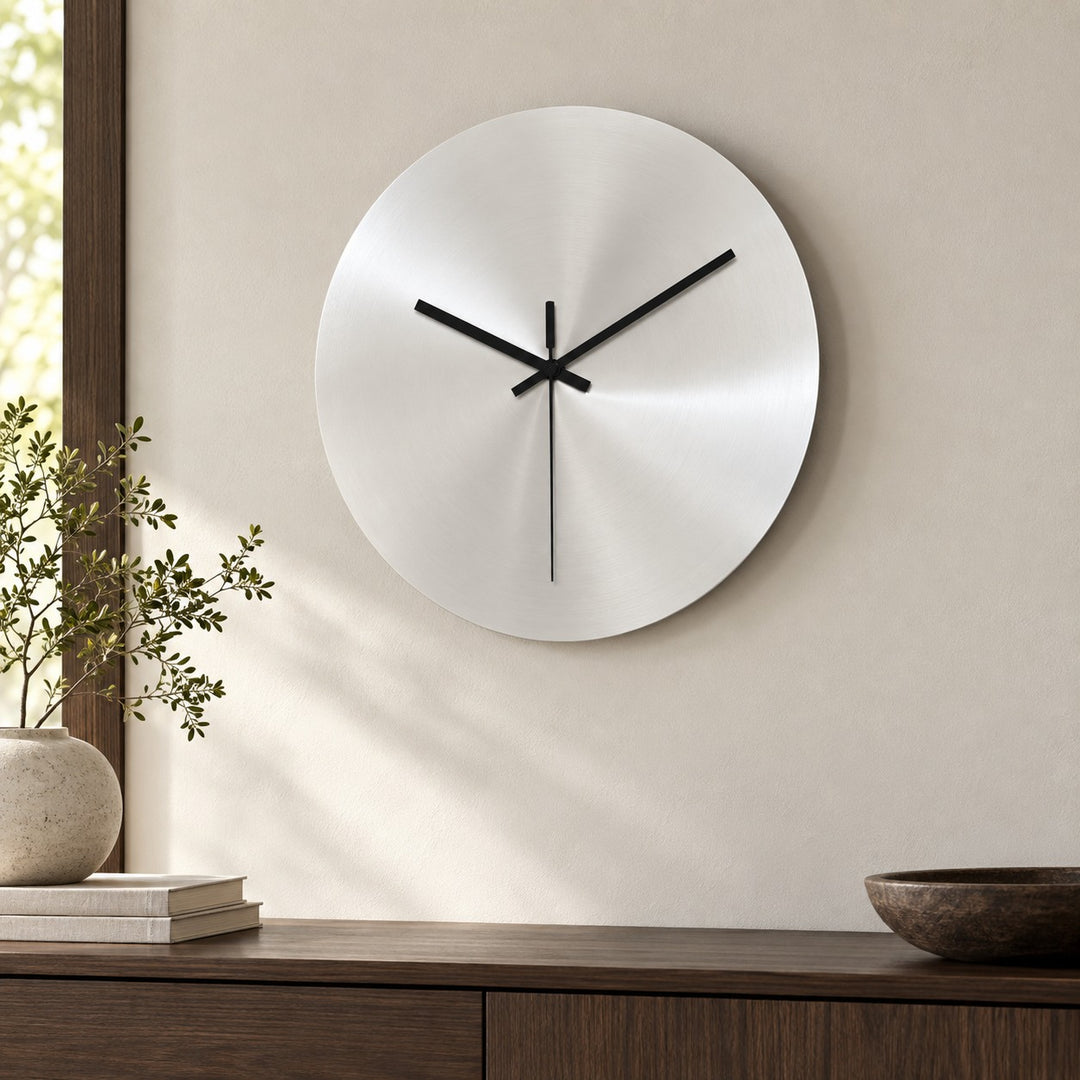 Modern Minimalist Wall Clock Ultra-Slim Stainless Steel Silent Quartz Design for Home Decor
