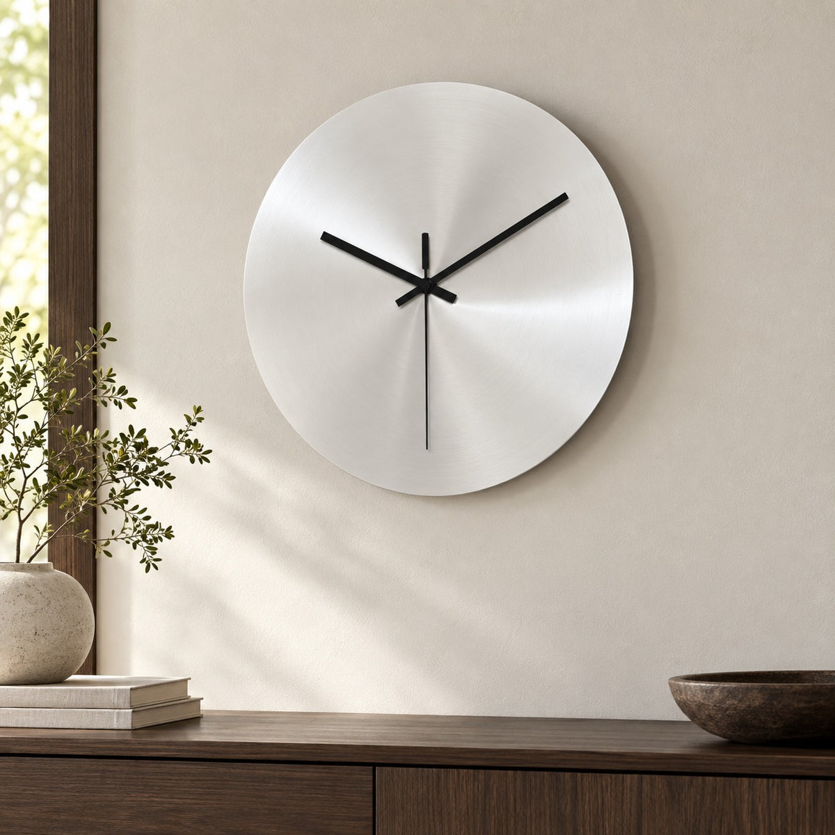 Modern Minimalist Wall Clock Ultra-Slim Stainless Steel Silent Quartz Design for Home Decor