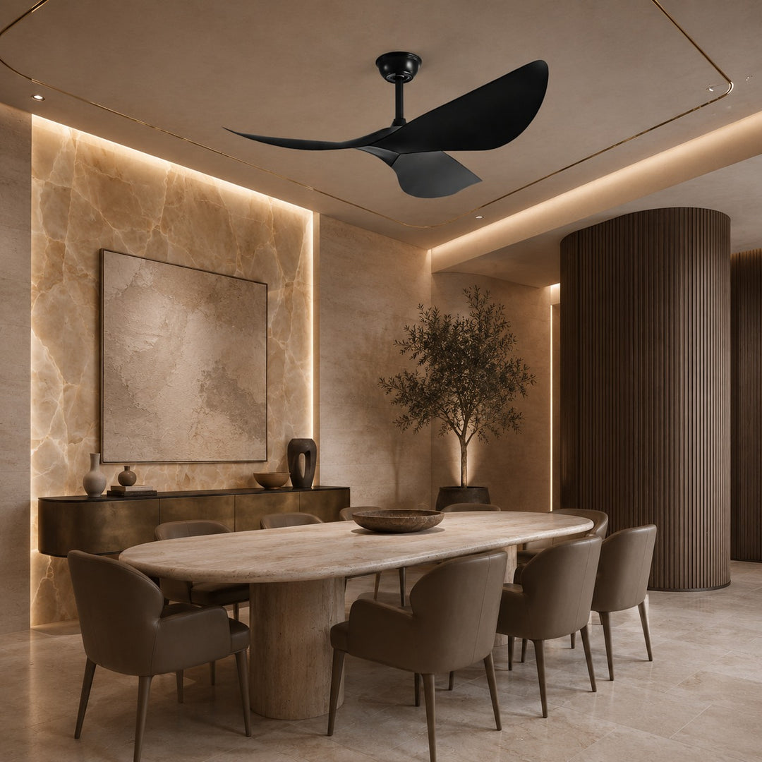 Modern Flush Mount Ceiling Fan with Remote Control DC Motor 6-Speed ABS Blades for Quiet Airflow