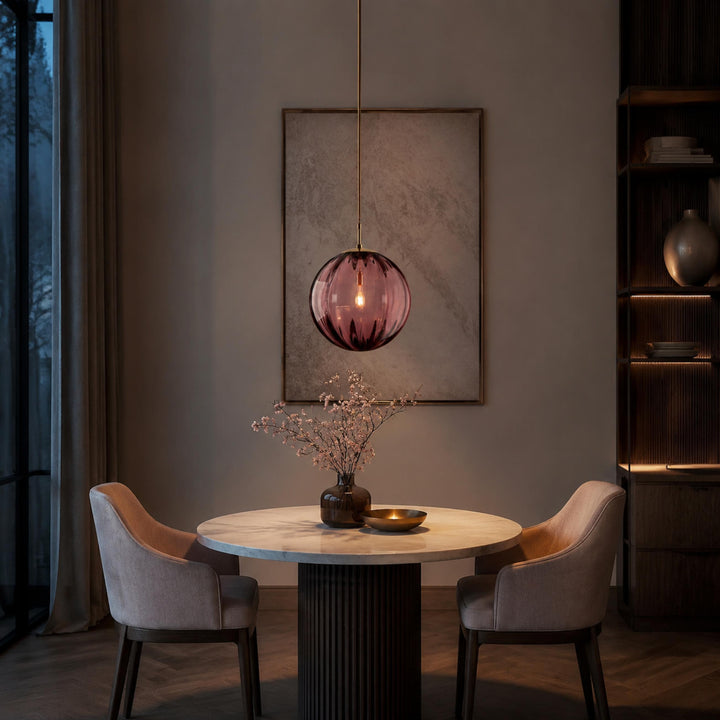 Modern Glass Pendant Light Hanging Adjustable Cord LED Compatible 20cm Diameter
