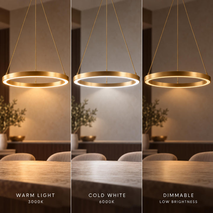Modern LED Chandelier Light Hanging Aluminum Adjustable Dimmable Acrylic Diffuser Three Sizes