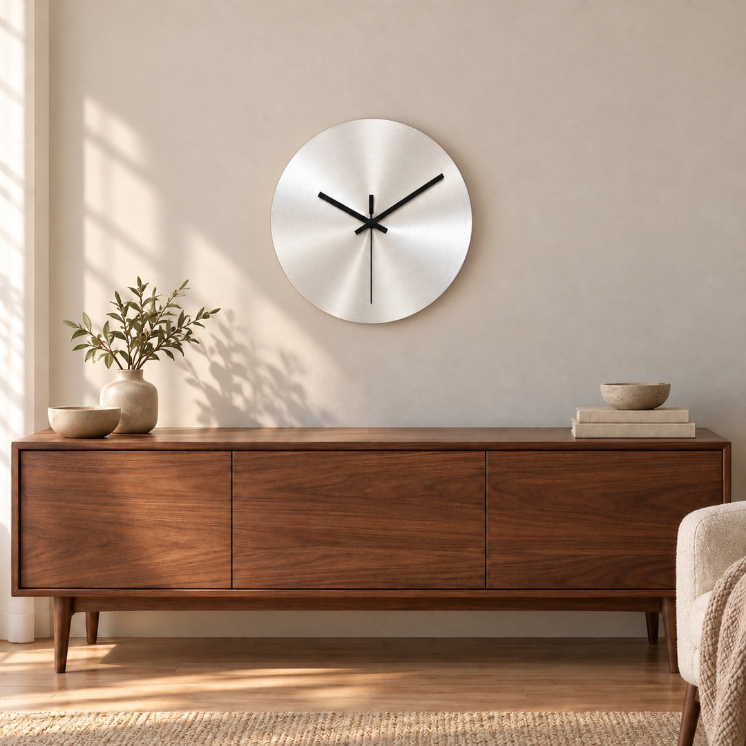 Modern Minimalist Wall Clock Ultra-Slim Stainless Steel Silent Quartz Design for Home Decor