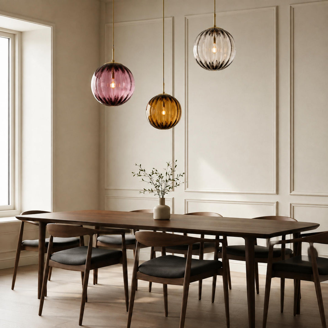 Modern Glass Pendant Light Hanging Adjustable Cord LED Compatible 20cm Diameter