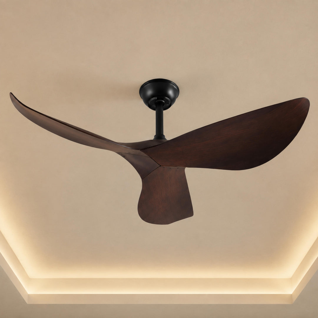 Modern Flush Mount Ceiling Fan with Remote Control DC Motor 6-Speed ABS Blades for Quiet Airflow