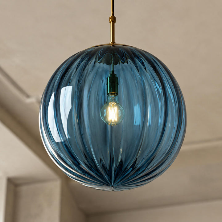 Modern Glass Pendant Light Hanging Adjustable Cord LED Compatible 20cm Diameter